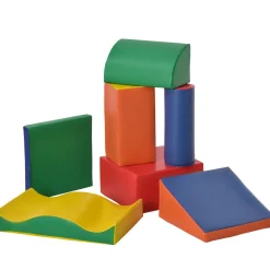 7 blocs de construction en mousse XXL - modules de motricité - jouets éducatifs - certifiés normes EN71-1-2-3 - mousse EPE revêtement PU multicolore