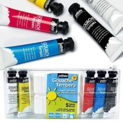 2 boîtes de 5 tubes de peinture gouache + palette - 5 x 10 ml
