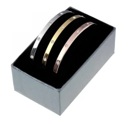 3 Bracelets en acier inoxydable SC Crystal ornés de Cristaux scintillants