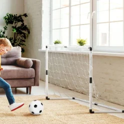 2 cages de foot pour enfant 120 x 80cm, 1 ballon et pompe inclus, intérieur/extérieur