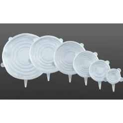 6 Couvres-pots extensibles en silicone Stretch - Blanc