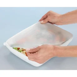 6 Couvres-pots extensibles en silicone Stretch - Blanc