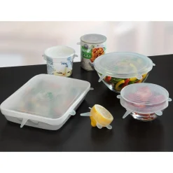 6 Couvres-pots extensibles en silicone Stretch - Blanc