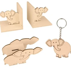 4 décorations chambre enfant en bois - Eléphant