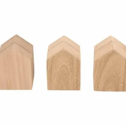8 maisons en bois avec plateau - 24 x 18 x 5,5 cm