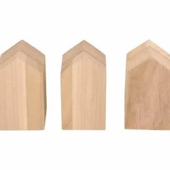 8 maisons en bois avec plateau - 24 x 18 x 5,5 cm