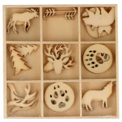 27 mini décorations en bois - Animaux de la forêt - Woodland