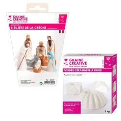 8 moules en latex Santons - Crèche de Noël + Céramique à froid 1 kg