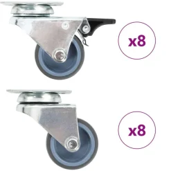 16 pcs Roulettes pivotantes doubles 50 mm