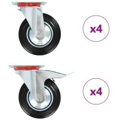 8 pcs Roulettes pivotantes 160 mm