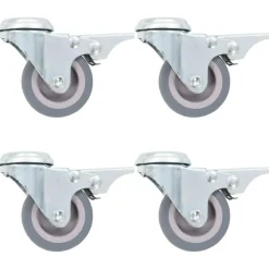 4 pcs Roulettes pivotantes a trou de boulon a double frein 50mm
