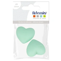 2 perles silicone coeur - 29 x 19 x 12 mm - vert d'eau