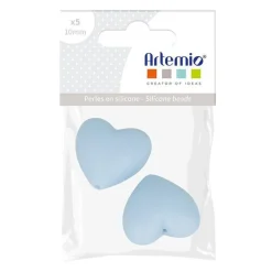 2 perles silicone coeur - 29 x 19 x 12 mm - bleu pastel