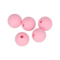 5 perles silicone rondes - 10 mm - rose