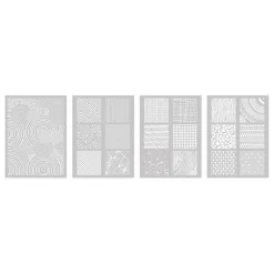 4 pochoirs pâte polymère 11,4 x 15,3 cm - Motifs