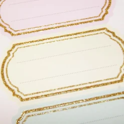 9 étiquettes adhésives scolaires - Vintage - Pastel - Paillettes dorées