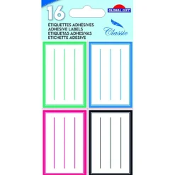 16 étiquettes adhésives scolaires - Rectangles 4 couleurs