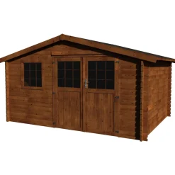 Abri bois 34mm VALLAURIS Traité Autoclave -13,8m2 double porte