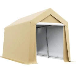 Abri de jardin - abri vélo - tente de stockage dim. 2 x 3,6 m - acier galvanisé PE imperméable anti-UV beige