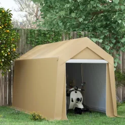 Abri de jardin - abri vélo - tente de stockage dim. 2 x 3,6 m - acier galvanisé PE imperméable anti-UV beige