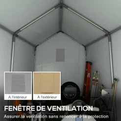 Abri de jardin - abri vélo - tente de stockage dim. 2 x 3,6 m - acier galvanisé PE imperméable anti-UV beige