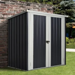 Abri de jardin - remise pour outils - abri vélo - abri poubelle - 2 portes verrouillables - dim. 147L x 86l x 134H cm - tôle d'acier noir blanc