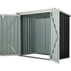 Abri de jardin - remise pour outils - abri vélo - abri poubelle - 2 portes verrouillables - dim. 147L x 86l x 134H cm - tôle d'acier noir blanc