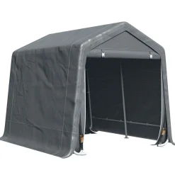 Abri de jardin - tente de stockage - abri de vélo - 2 portes zippées - dim. 280L x 240l x 240H cm - métal PE gris