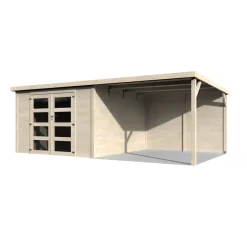 Abri de jardin bois avec auvent - 8,65m² + 7,84m² - DELICES