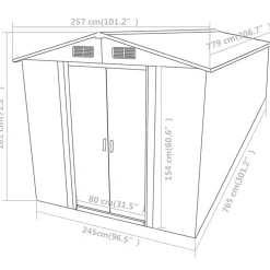 Abri de jardin Gris 257x779x181 cm Acier galvanise