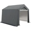 Abri de jardin, tente de stockage, 3 x 3 m, imperméable et anti-UV, cadre en acier galvanisé et grande porte, abri de vélo garage pour extérieur, gris foncé