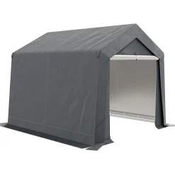 Abri de jardin, tente de stockage, 3 x 3 m, imperméable et anti-UV, cadre en acier galvanisé et grande porte, abri de vélo garage pour extérieur, gris foncé
