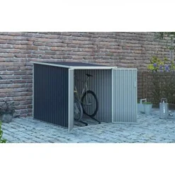 Abri pour 2 vélos en métal - 2,81 m² - Gris anthracite
