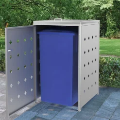 Abri pour poubelle sur roulettes 240 L Acier inoxydable