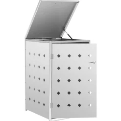 Abri pour poubelle sur roulettes 240 L Acier inoxydable