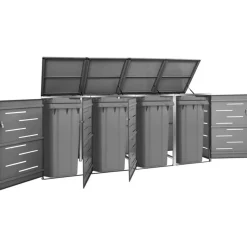 Abri pour quatre poubelles 276,5x77,5x112,5 cm Inox