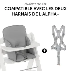 Accessoires de chaise haute en bois Alpha Cosy Comfort Stretch Gris