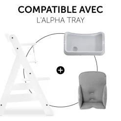 Accessoires de chaise haute en bois Alpha Cosy Comfort Stretch Gris