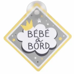 Accroche pour Voiture Bébé à Bord 12cm Gris