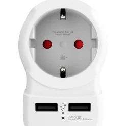 Adaptateur secteur de voyage Europe vers USA + Double chargeur USB - Blanc