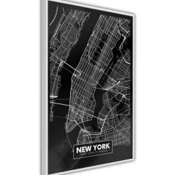 Affiche Murale Encadrée City Map New York Dark