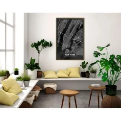 Affiche Murale Encadrée City Map New York Dark