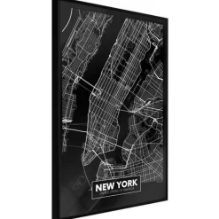 Affiche Murale Encadrée City Map New York Dark