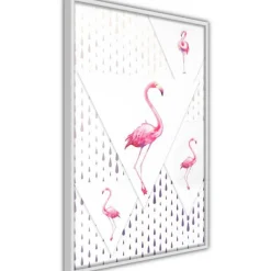 Affiche Murale Encadrée Flamingos and Triangles