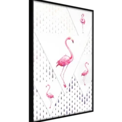 Affiche Murale Encadrée Flamingos and Triangles