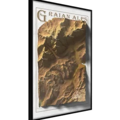 Affiche Murale Encadrée Raised Relief Map Graian Alps