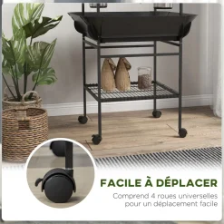 Aire de jeu perchoirs sur roulettes pour oiseaux perroquets gris foncé