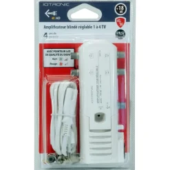 Amplificateur TV intérieur 4 TV 18db réglable avec LED