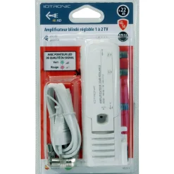 Amplificateur TV intérieur 2 TV 22db réglable avec LED