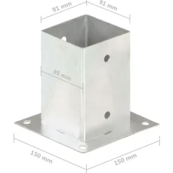 Ancres de poteau 4 pcs Metal galvanise 91 mm